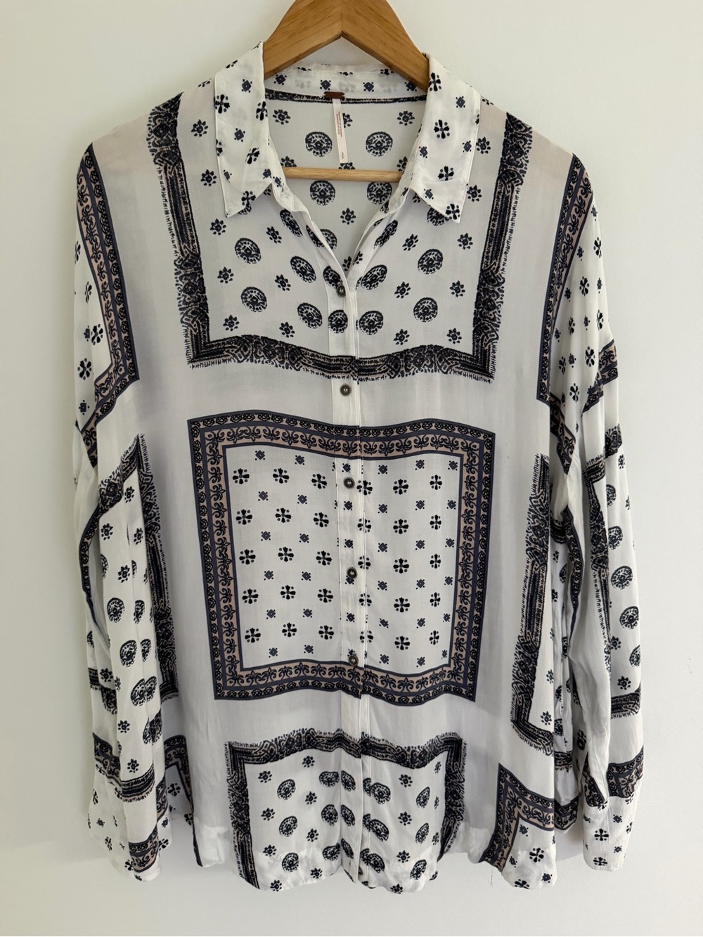 Free People Little Secrets Bandana Print Shirt S